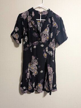Free People  Floral Black Dress